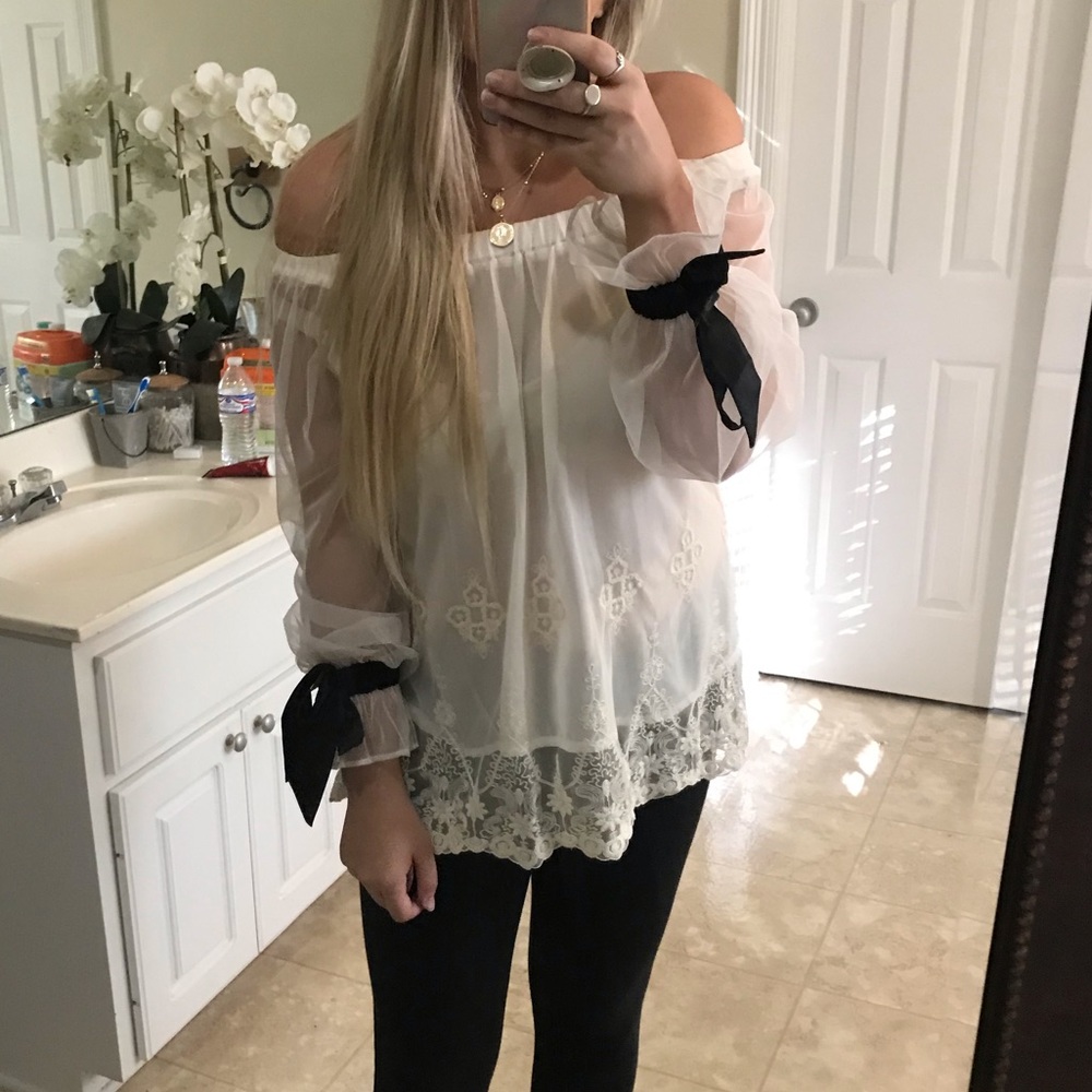 Sheer off the shoulder top